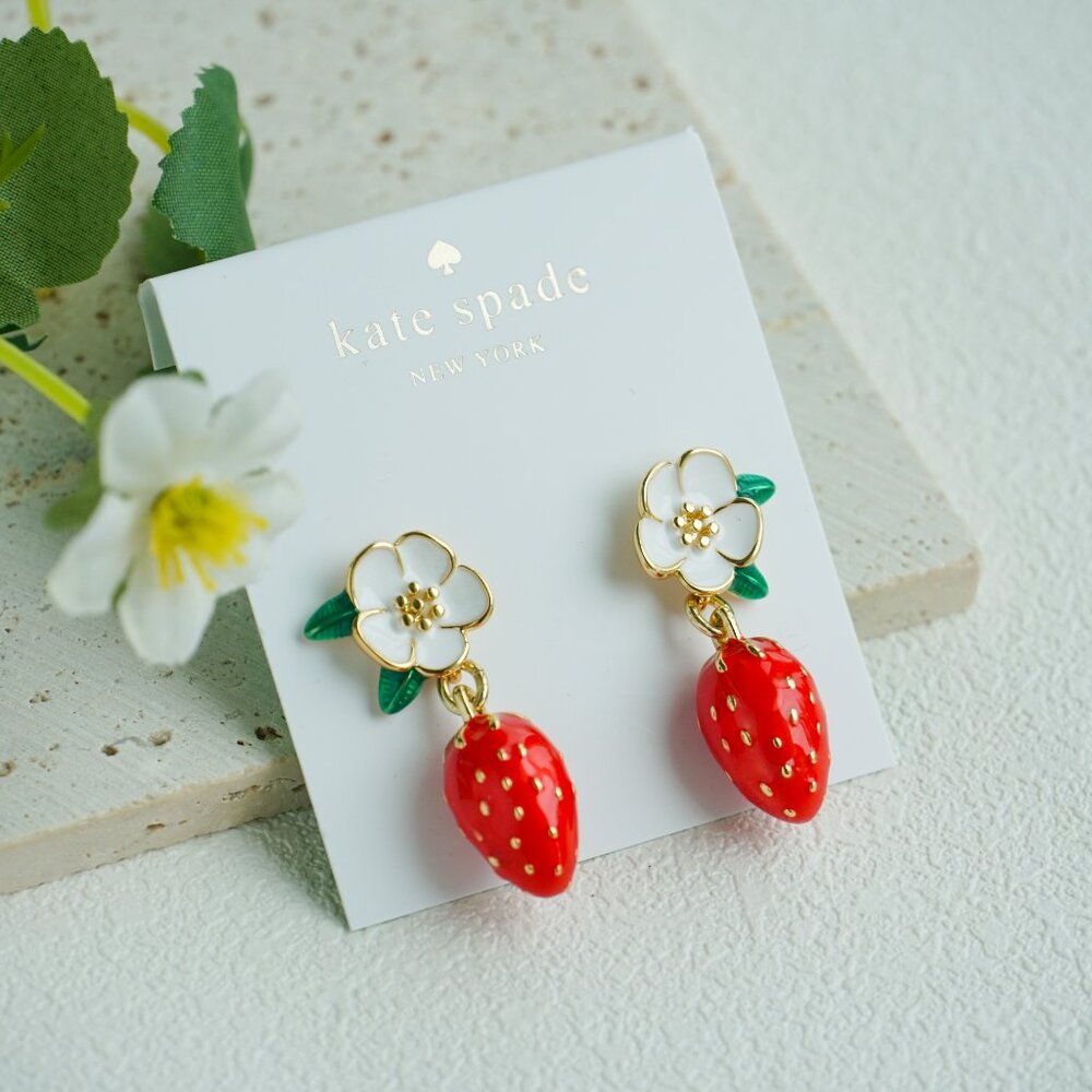 Kate Spade strawberry earrings - Picture 6 of 9